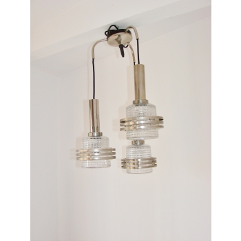 Lampa wisząca Modern z lat 70 z trzema szklanymi kloszami